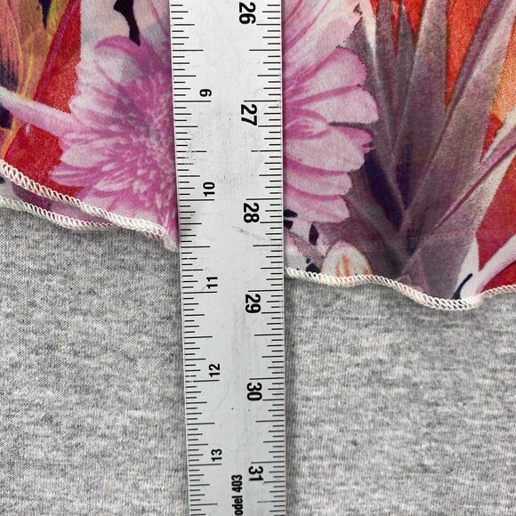 Tyche Blouse Womens Small Floral Pick Sleeveless Silky Top Flowy Sheer Tropical - Picture 10 of 10